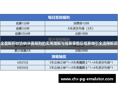 全面解析欧协联决赛规则的实用理解与观赛事前后观赛指引全流程解读