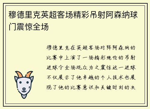 穆德里克英超客场精彩吊射阿森纳球门震惊全场 穆德里克英超客场精彩吊射阿森纳球门震惊全场